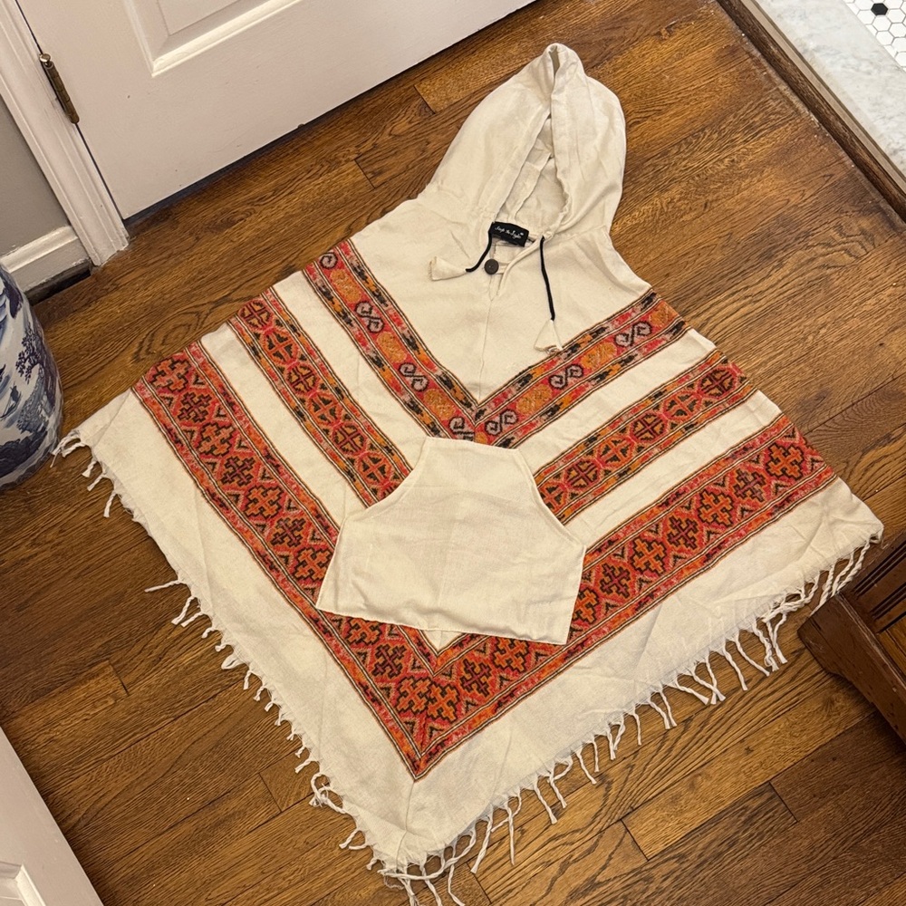 Bohemian Hooded Poncho with Fringe